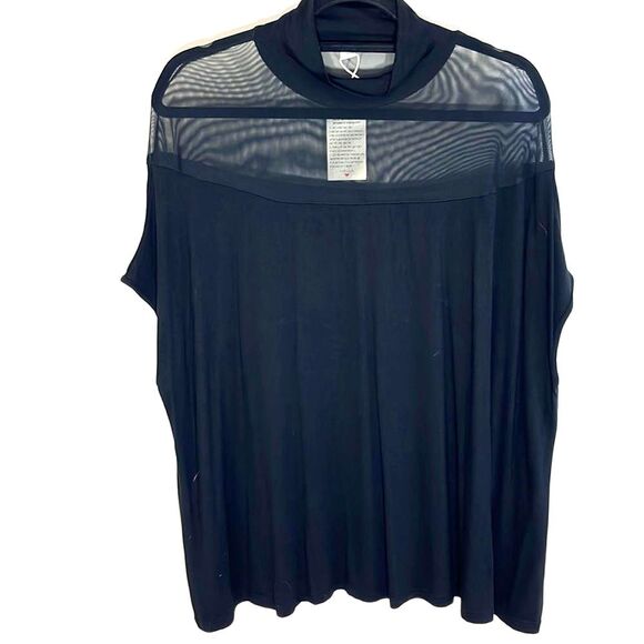Loose Mock Neck Sheer Collar Solid Bodice Black Size Small NWT - Picture 1 of 8